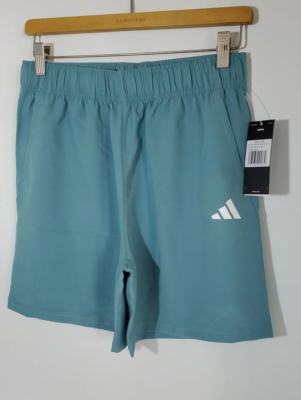 adidas Boys Teal Athletic Shorts with Logo XL NWT